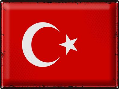 Blechschild Flagge Türkei 40x30 cm Retro Flag of Turkey Deko Schild tin sign
