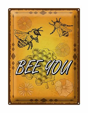 Blechschild Hinweis 30x40 cm Bee you Biene Honig Imkerei Deko Schild tin sign