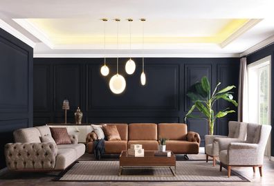 Sofagarnitur 4tlg. Set Couch Sofa Möbel Garnitur Design Chesterfield