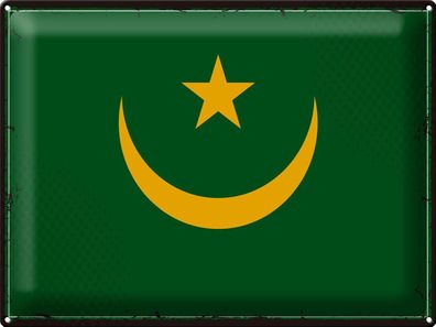 Blechschild Flagge Mauretanien 40x30 cm Retro Flag Deko Schild tin sign