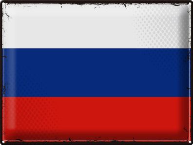 Blechschild Flagge Russland 40x30 cm Retro Flag of Russia Deko Schild tin sign