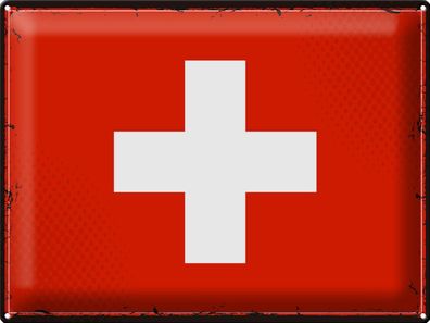Blechschild Flagge Schweiz 40x30 cm Retro Flag Switzerland Deko Schild tin sign