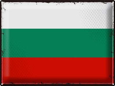 Blechschild Flagge Bulgarien 40x30 cm Retro Flag Bulgaria Deko Schild tin sign