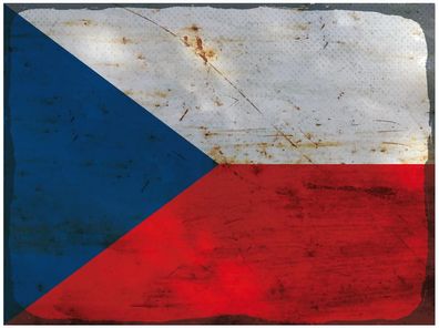 Blechschild Flagge Tschechien 40x30 cm Czech Republic Rost Deko Schild tin sign