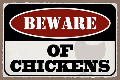 Blechschild Spruch 40x30 cm bewahre of chickens Metall Deko Schild tin sign