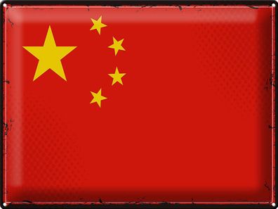 Blechschild Flagge China 40x30 cm Retro Flag of China Deko Schild tin sign