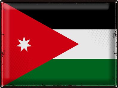 Blechschild Flagge Jordaniens 40x30 cm Retro Flag of Jordan Deko Schild tin sign