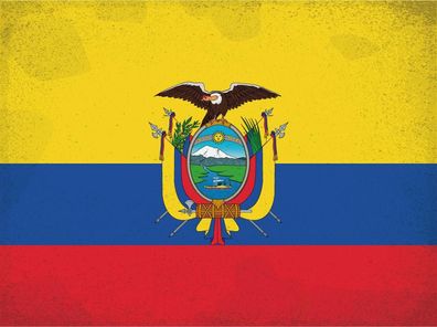 Blechschild Flagge Ecuador 40x30 cm Flag of Ecuador Vintage Deko Schild tin sign