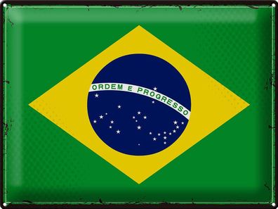 Blechschild Flagge Brasilien 40x30 cm Retro Flag of Brazil Deko Schild tin sign