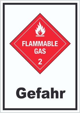 Aufkleber Entzündliche Gase Gefahr Flammable Gas Flamme
