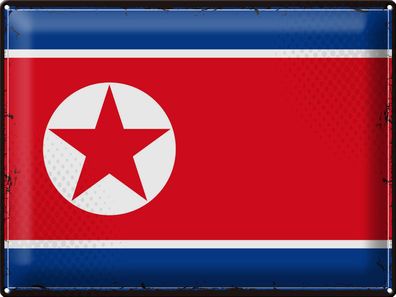 Blechschild Flagge Nordkorea 40x30 cm Retro North Korea Deko Schild tin sign