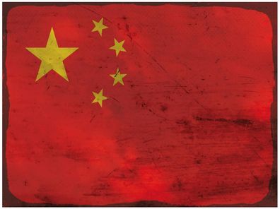 Blechschild Flagge China 40x30 cm Flag of China Rost Deko Schild tin sign