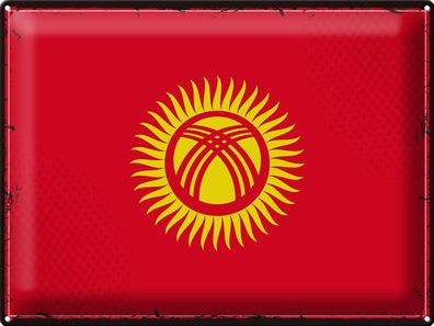 Blechschild Flagge Kirgisistan 40x30 cm Retro Kyrgyzstan Deko Schild tin sign