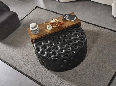 Couchtisch Tisch Beistelltisch Wohnzimmer Modern Schwarz Kunstleder