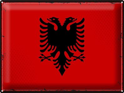 Blechschild Flagge Albanien 40x30 cm Retro Flag Albania Deko Schild tin sign