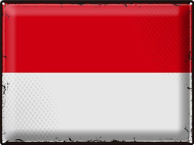 Blechschild Flagge Indonesien 40x30 cm Retro Flag Indonesia Deko Schild tin sign