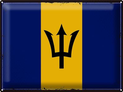 Blechschild Flagge Barbados 40x30 cm Retro Flag of Barbados Deko Schild tin sign
