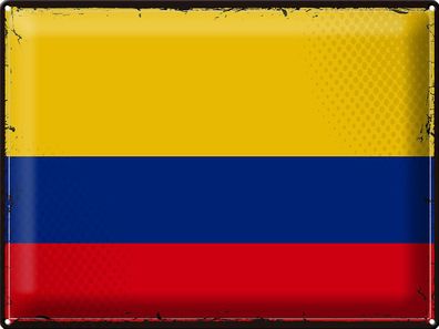 Blechschild Flagge Kolumbien 40x30 cm Retro Flag Colombia Deko Schild tin sign