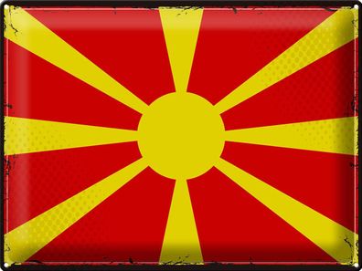 Blechschild Flagge Mazedonien 40x30 cm Retro Flag Macedonia Deko Schild tin sign