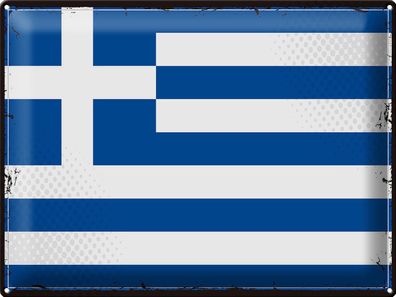 Blechschild Flagge Griechenland 40x30 cm Retro Flag Greece Deko Schild tin sign
