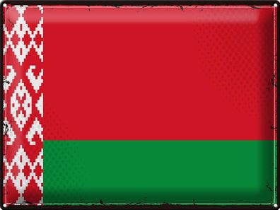 Blechschild Flagge Weißrussland 40x30 cm Retro Flag Belarus Deko Schild tin sign