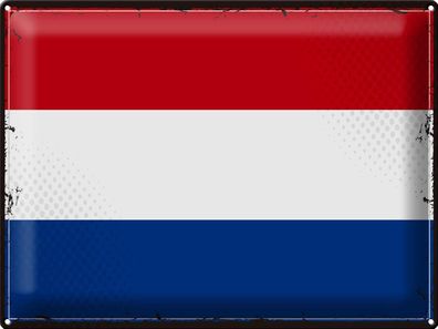 Blechschild Flagge Niederlande 40x30 cm Retro Netherlands Deko Schild tin sign