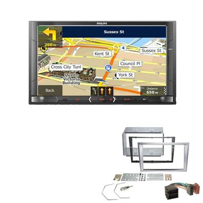 Philips Autoradio Navigation Bluetooth für Opel Corsa C 2000-2006 Aluminium