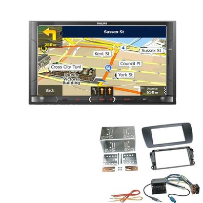 Philips Autoradio Navigation Bluetooth für Seat Ibiza IV in azabacheschwarz