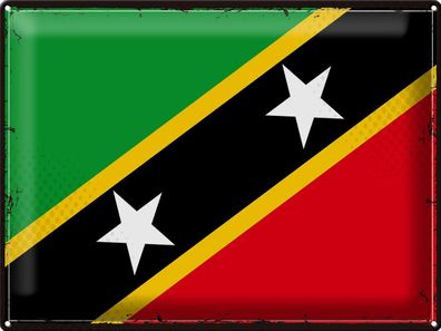 Blechschild Flagge St. Kitts und Nevis 40x30 cm Retro Flag Deko Schild tin sign