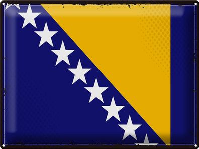 Blechschild Flagge Bosnien und Herzegowina 40x30 cm Retro Deko Schild tin sign