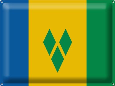 Blechschild Flagge Saint Vincent und Grenadinen 40x30 cm Deko Schild tin sign