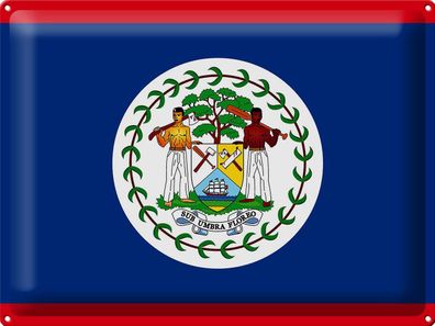 Blechschild Flagge Belize 40x30 cm Flag of Belize Deko Schild tin sign