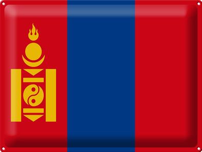 Blechschild Flagge Mongolei 40x30 cm Flag of Mongolia Deko Schild tin sign