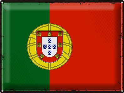 Blechschild Flagge Portugal 40x30 cm Retro Flag of Portugal Deko Schild tin sign