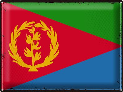 Blechschild Flagge Eritrea 40x30 cm Retro Flag of Eritrea Deko Schild tin sign
