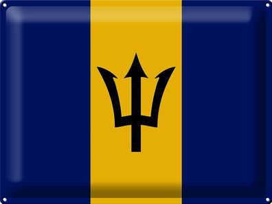 Blechschild Flagge Barbados 40x30 cm Flag of Barbados Deko Schild tin sign