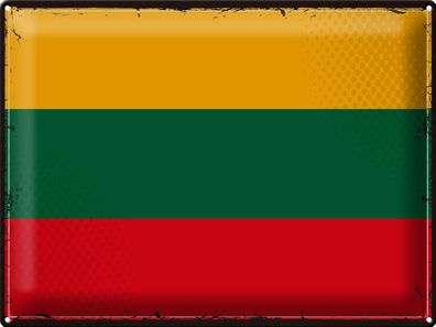 Blechschild Flagge Litauen 40x30 cm Retro Flag of Lithuania Deko Schild tin sign