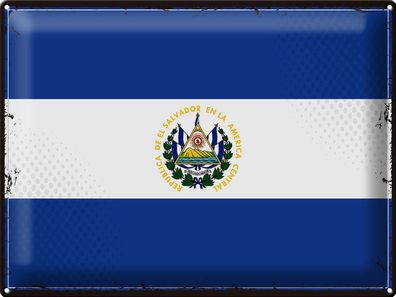 Blechschild Flagge El Salvador 40x30 cm Retro El Salvador Deko Schild tin sign