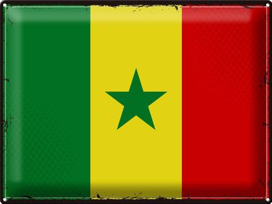 Blechschild Flagge Senegal 40x30 cm Retro Flag of Senegal Deko Schild tin sign