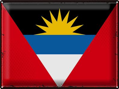 Blechschild Flagge Antigua und Barbuda 40x30 cm Retro Flag Deko Schild tin sign