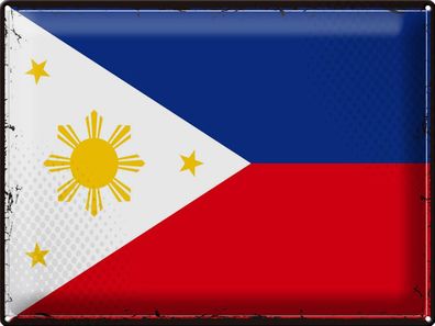 Blechschild Flagge Philippinen 40x30 cm Retro Philippines Deko Schild tin sign
