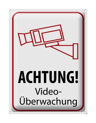 Blechschild Hinweis 30x40 cm Achtung Videoüberwachung Metal Deko Schild tin sign