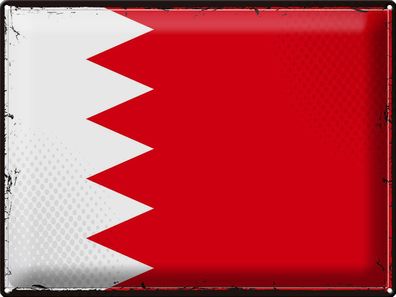 Blechschild Flagge Bahrain 40x30 cm Retro Flag of Bahrain Deko Schild tin sign
