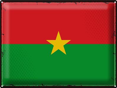 Blechschild Flagge Burkina Faso 40x30 cm Retro Burkina Faso Deko Schild tin sign
