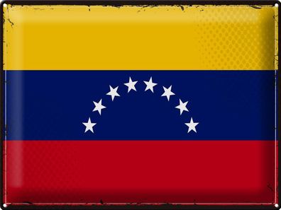 Blechschild Flagge Venezuela 40x30 cm Retro Flag Venezuela Deko Schild tin sign