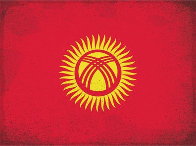 Blechschild Flagge Kirgisistan 40x30 cm Kyrgyzstan Vintage Deko Schild tin sign