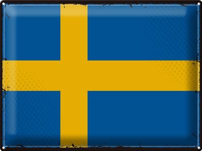 Blechschild Flagge Schweden 40x30 cm Retro Flag of Sweden Deko Schild tin sign