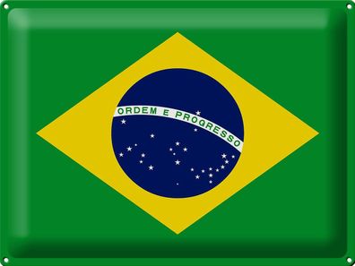 Blechschild Flagge Brasilien 40x30 cm Flag of Brazil Deko Schild tin sign