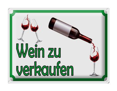 Blechschild Hinweis 40x30 cm Wein zu verkaufen Alkohol Deko Schild tin sign
