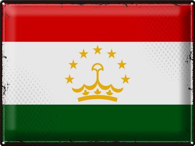 Blechschild Flagge Tadschikistan 40x30 cm Retro Tajikistan Deko Schild tin sign